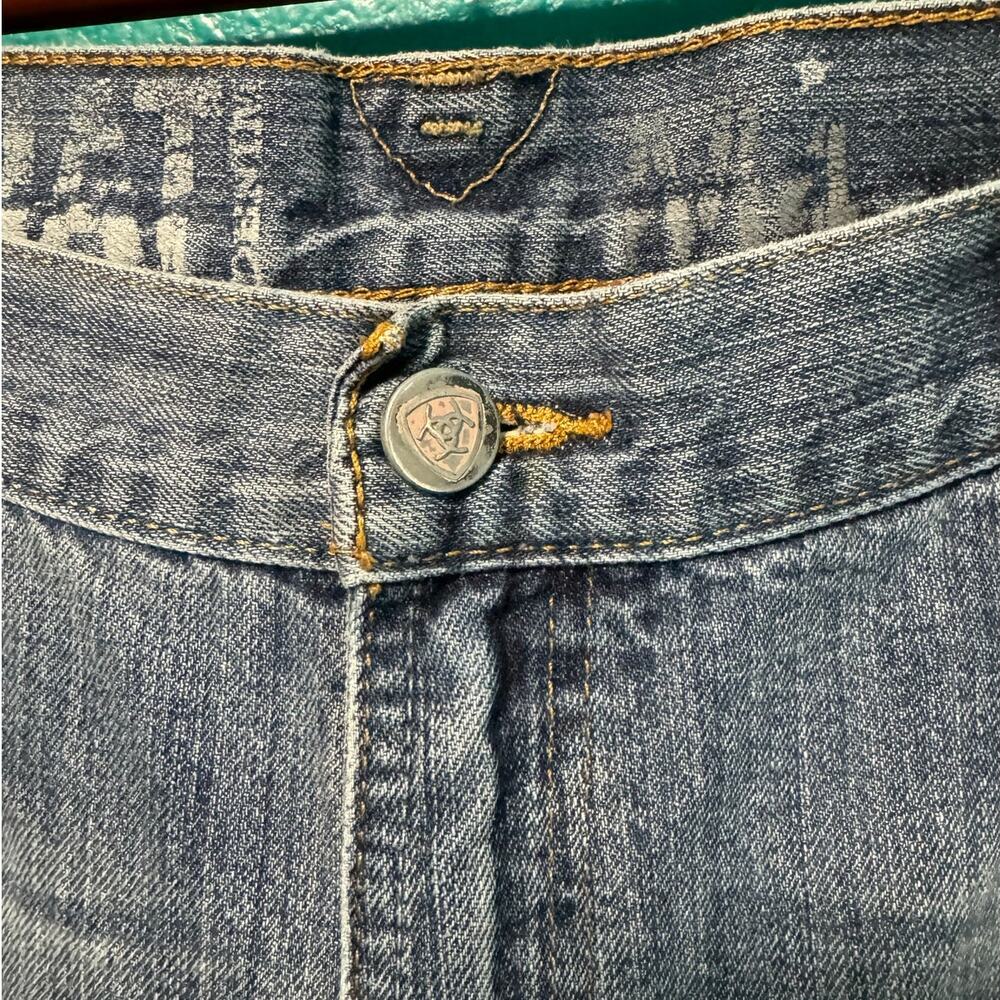 Ariat Low Rise Boot Cut Medium Wash Brown Accent Men's Jeans 40/30 - Picture 5 of 11